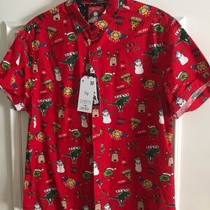 Red Christmas Print Men's Shirt
